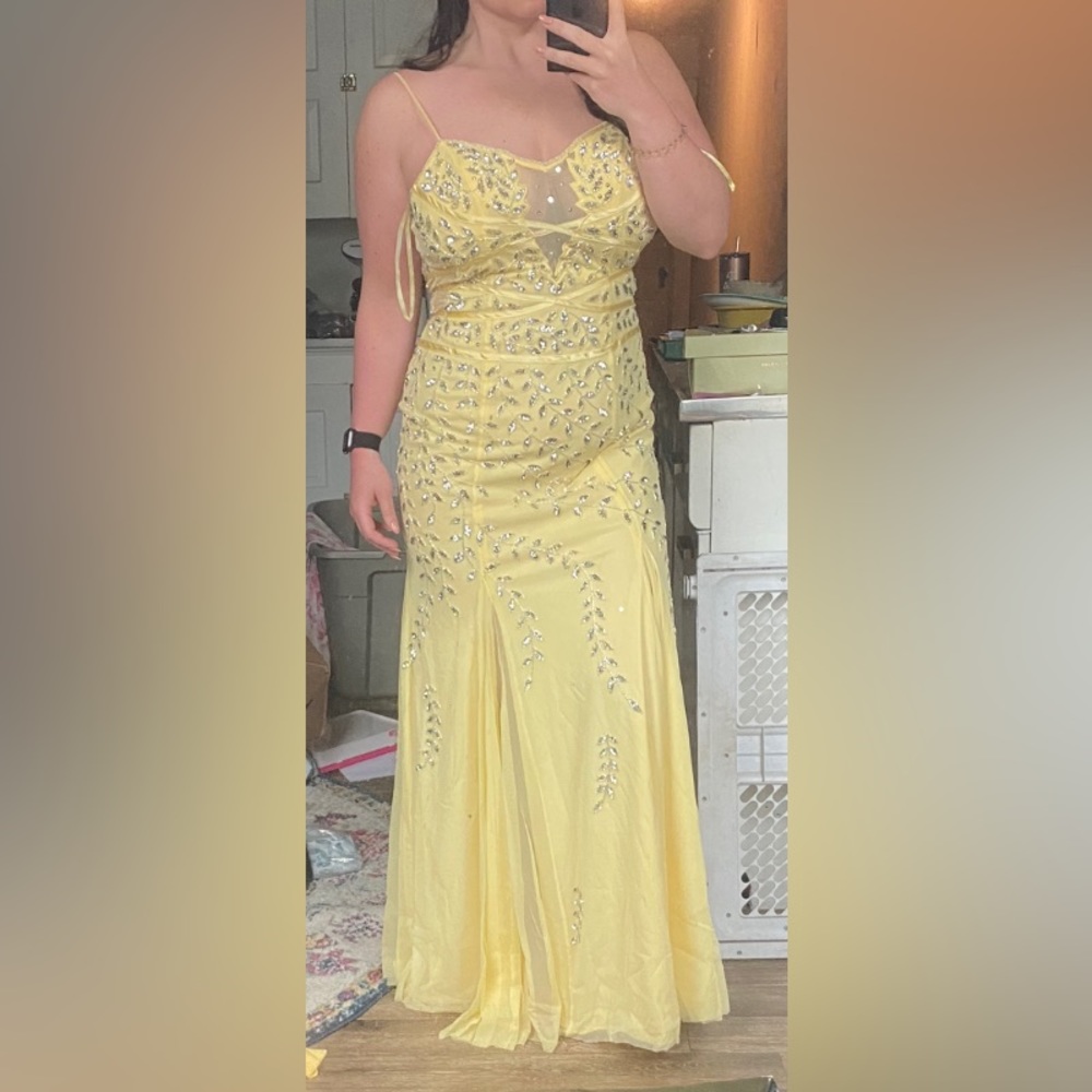 Sean Collection Yellow Beaded Gown